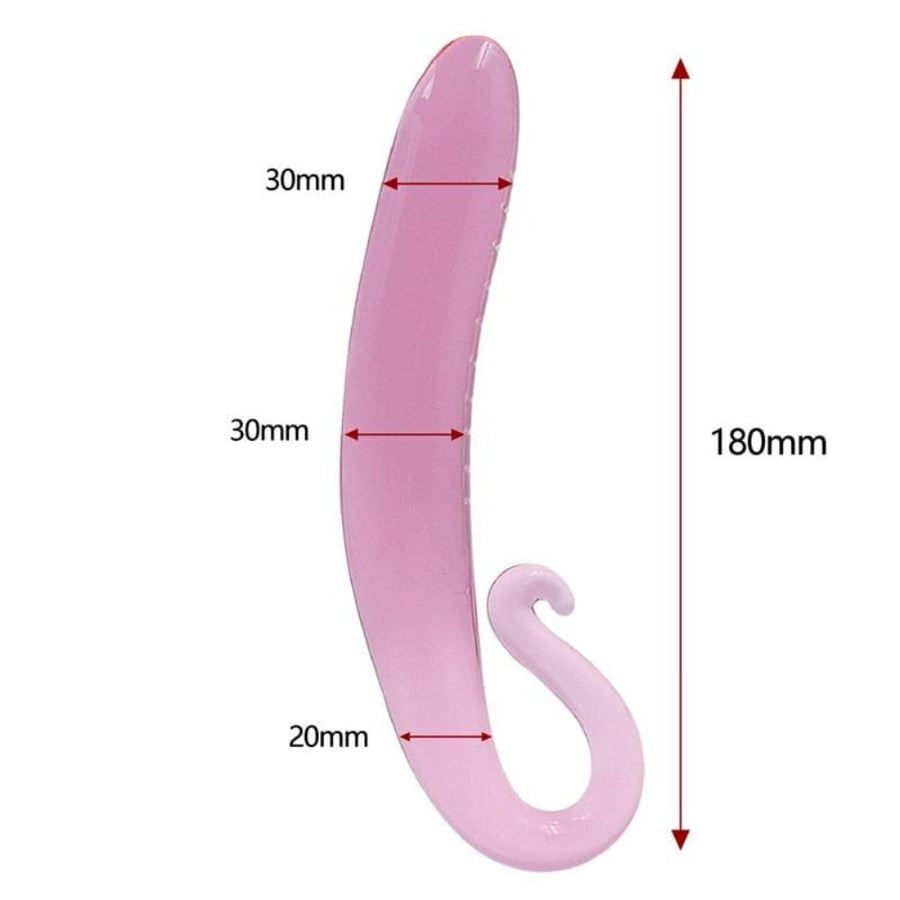 Pink Smooth Curved Glass Dildo BDSM, gallery view 3