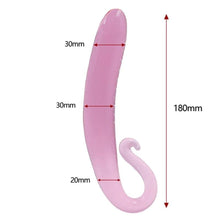 Load image into Gallery viewer, Pink Smooth Curved Glass Dildo BDSM
