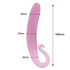 Pink Smooth Curved Glass Dildo BDSM