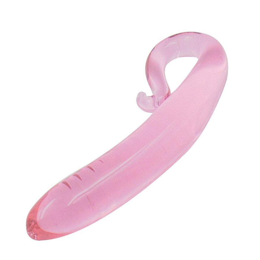 Pink Smooth Curved Glass Dildo BDSM, gallery view 2