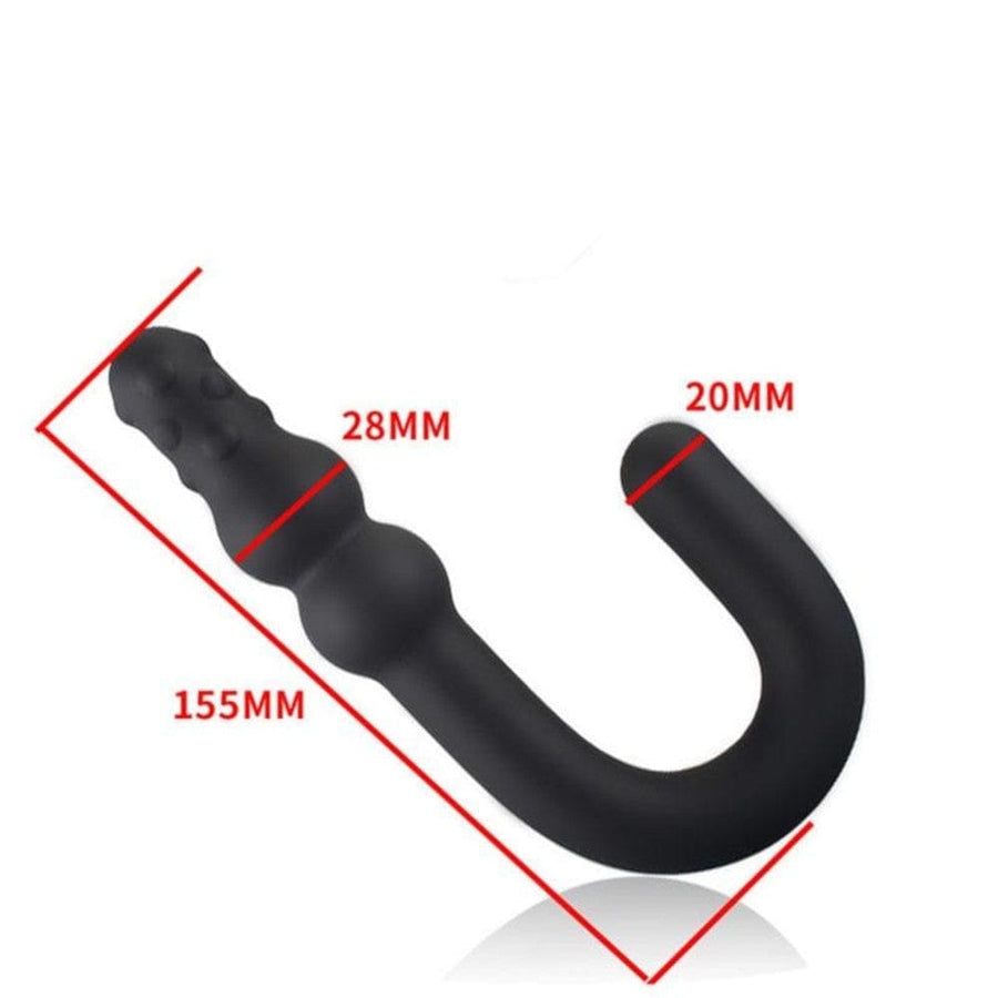 Silicone Black Anal Hook 6.1 Inches Long, gallery view 6