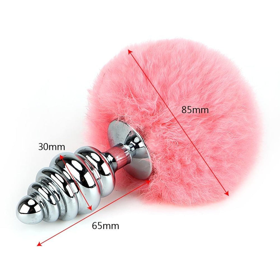 Ribbed Bunny Tail Butt Plug 5.7 Inches Long, gallery view 8