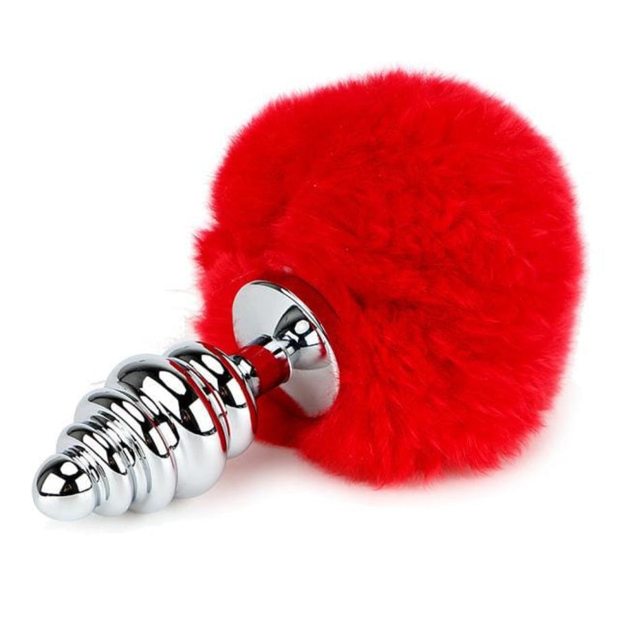 Ribbed Bunny Tail Butt Plug 5.7 Inches Long, gallery view 4