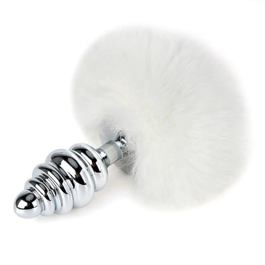 Ribbed Bunny Tail Butt Plug 5.7 Inches Long, gallery view 5