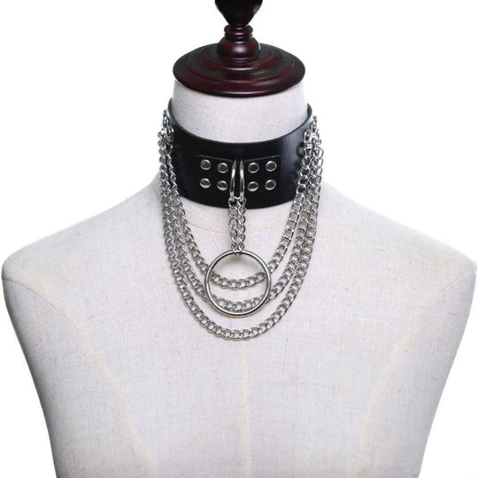 Multilayer Gothic Appeal Leather Choker product view
