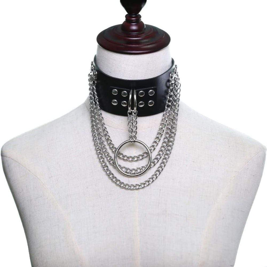 Multilayer Gothic Appeal Leather Choker product view