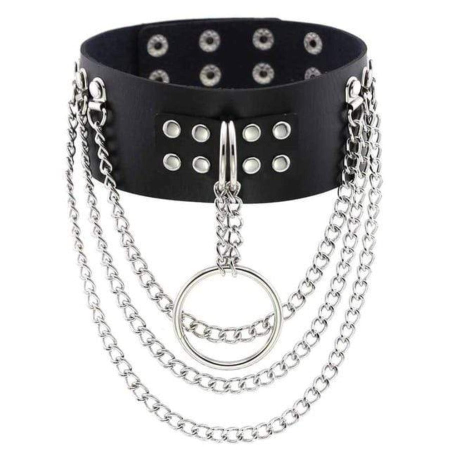 Multilayer Gothic Appeal Leather Choker, gallery view 9