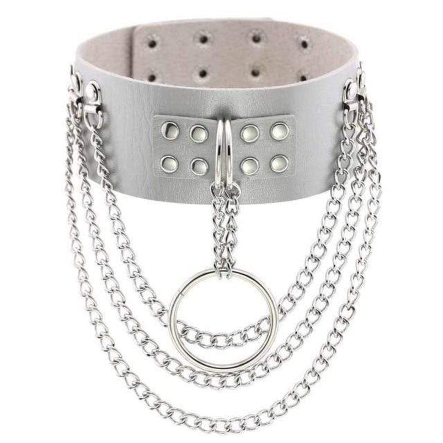 Multilayer Gothic Appeal Leather Choker, gallery view 7