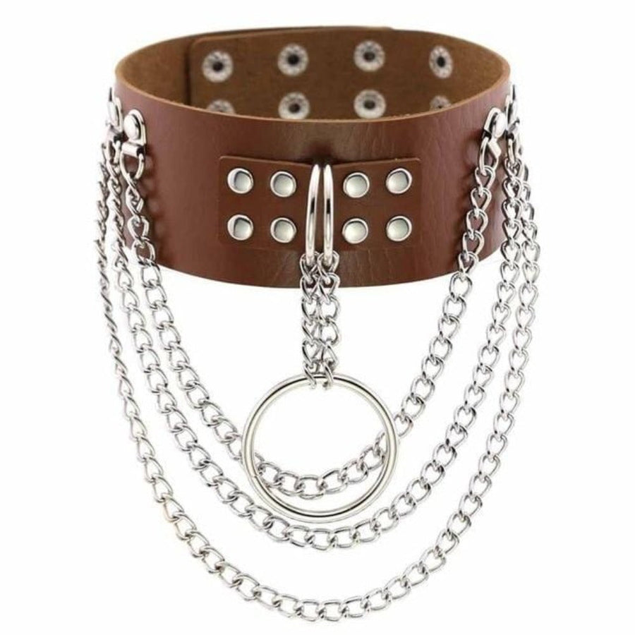 Multilayer Gothic Appeal Leather Choker, gallery view 16