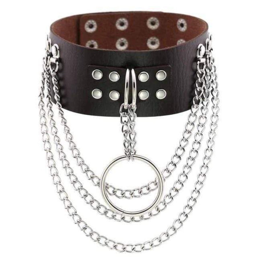 Multilayer Gothic Appeal Leather Choker, gallery view 13