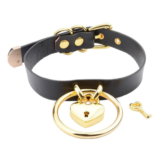 Leather BDSM Lockable Choker product view