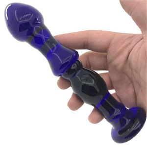 Angenehme Glasstimulation, blauer Analdildo, BDSM