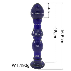 Angenehme Glasstimulation, blauer Analdildo, BDSM