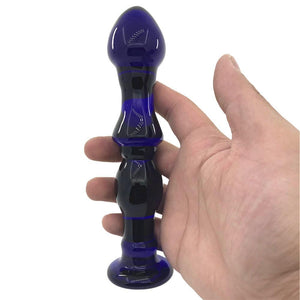 Angenehme Glasstimulation, blauer Analdildo, BDSM