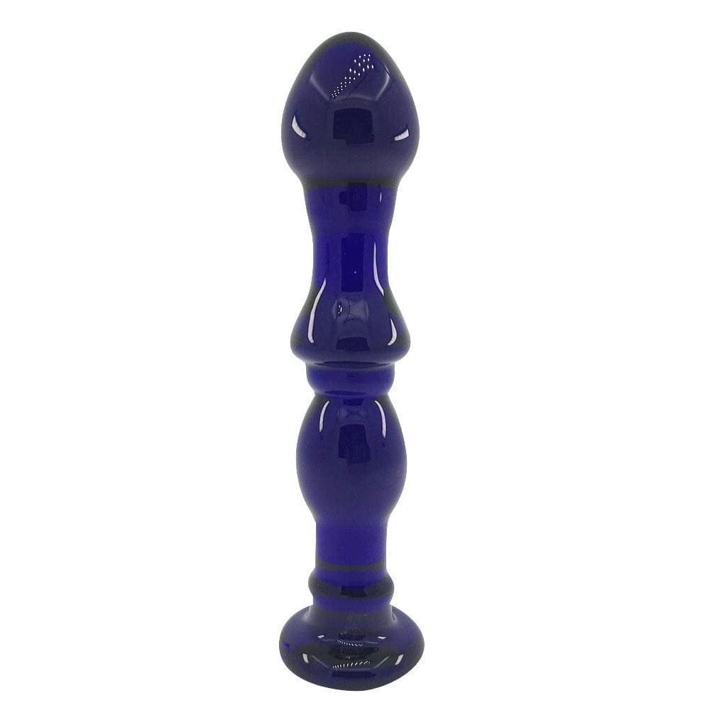 Angenehme Glasstimulation, blauer Analdildo, BDSM