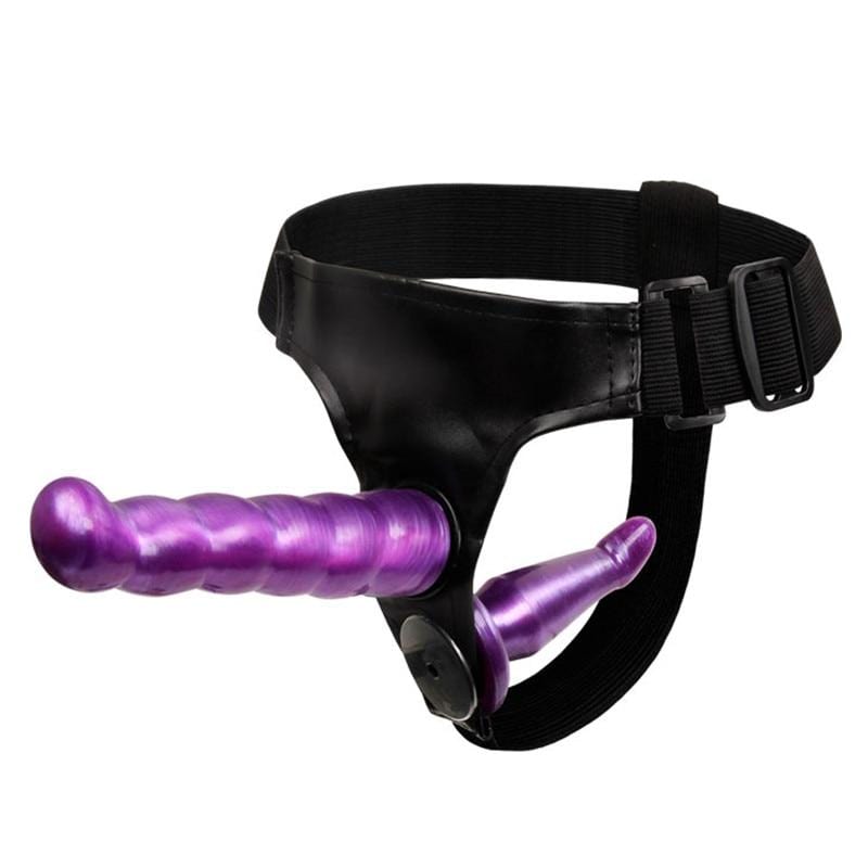 Double Penetration Purple Strap On Dildo BDSM