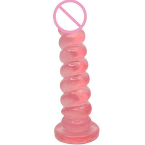 Pinker Jelly-Spiral-Dildo mit Saugnapf, BDSM