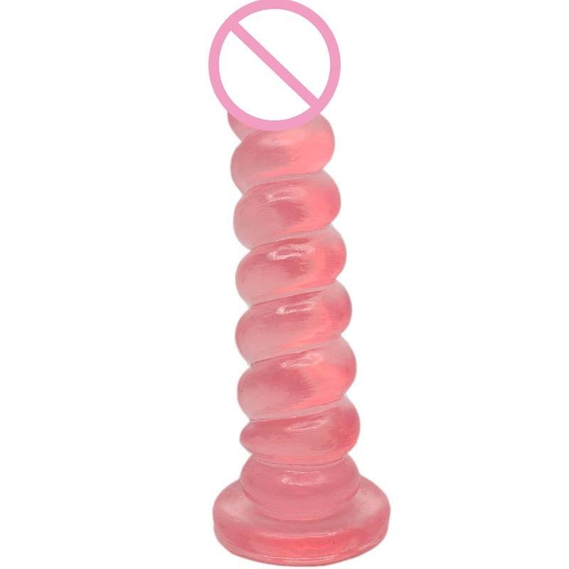 Pink Jelly Spiral Mountable Suction Cup Dildo BDSM