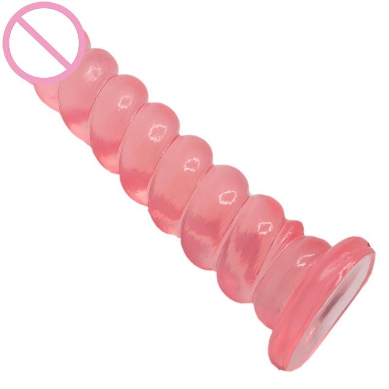 Pink Jelly Spiral Mountable Suction Cup Dildo BDSM, gallery view 2