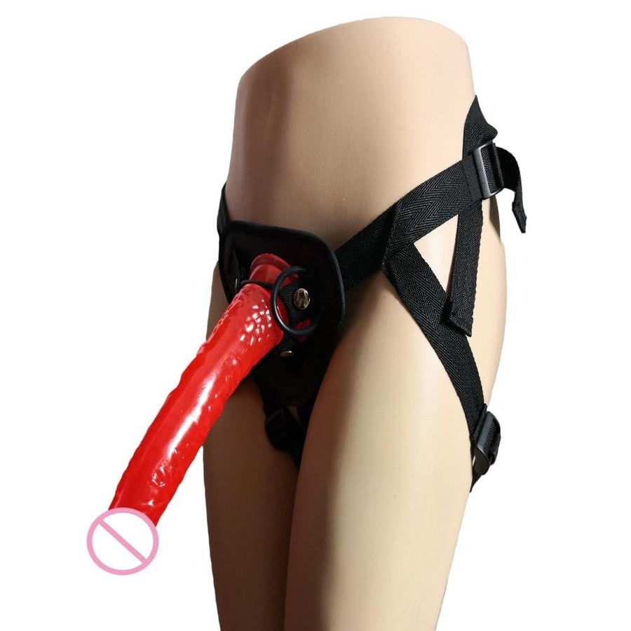 Sultry Red Jelly 8 Inch Strap On Dildo With Adjustable Belt, gallery view 4