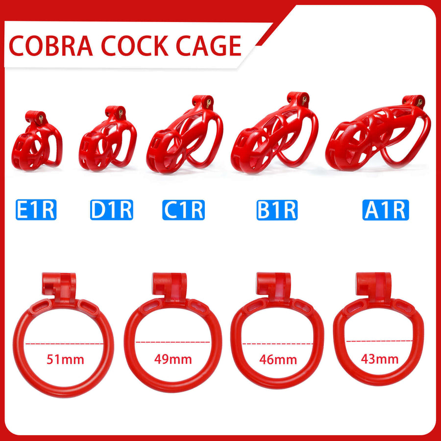 Red Cobra Chastity Cage Kit 1.77 To 4.13 Inches Long, gallery view 2