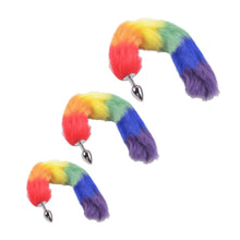 Load image into Gallery viewer, Rainbow-Colored Metallic Tail Butt Plug BDSM
