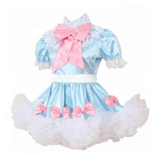 Male Satin Lockable Maid Bow Dress product view