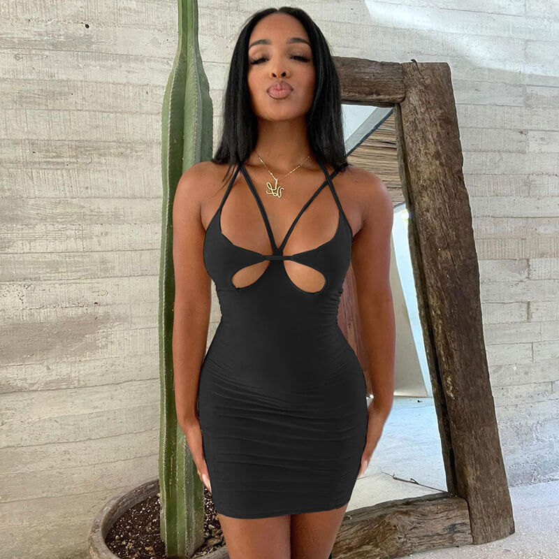 Sexy Hollowed Out Backpack Hip Dress, gallery view 5