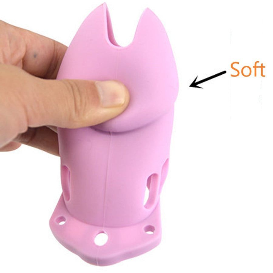 Silicone Chastity Cage Light Pink 3.74 Inches Long, gallery view 7
