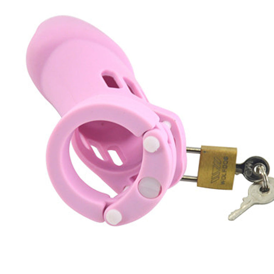 Silicone Chastity Cage Light Pink 3.74 Inches Long, gallery view 6