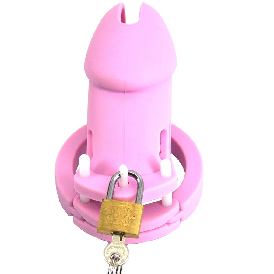 Silicone Chastity Cage Light Pink 3.74 Inches Long, gallery view 5