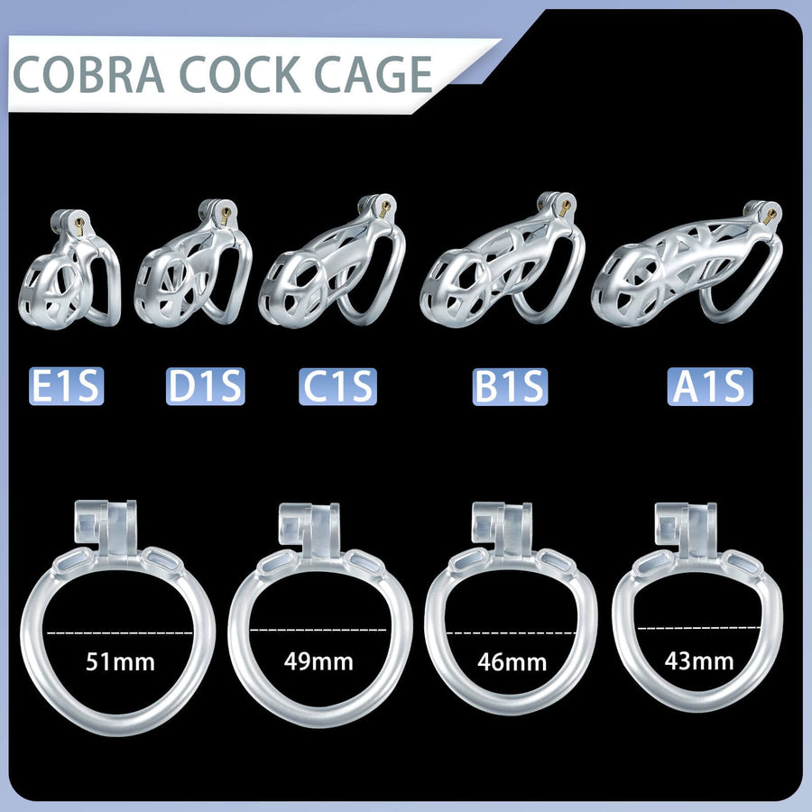 Silver Cobra Chastity Cage Kit 1.77 To 4.13 Inches Long, gallery view 2