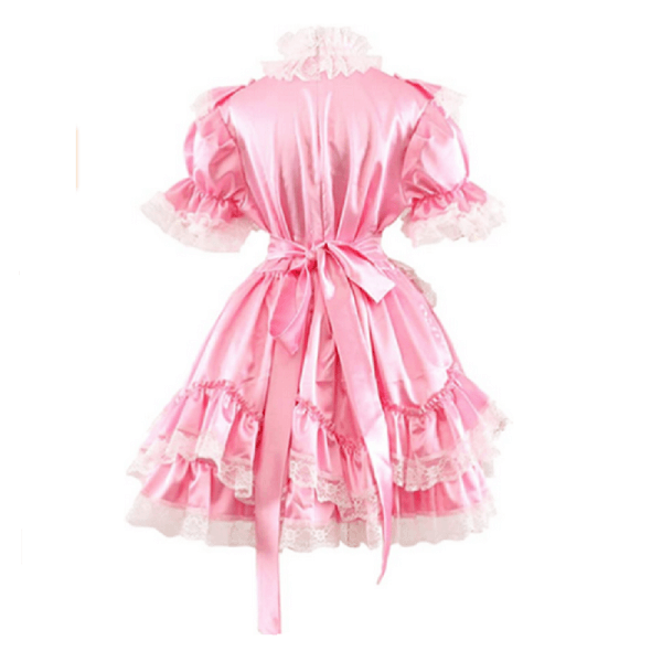 Sissy Pink Satin Lace maid Dress Dress, gallery view 2