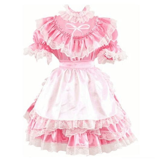 Sissy Pink Satin Lace maid Dress Dress product view