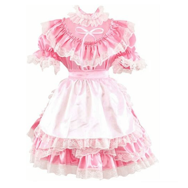 Sissy Pink Satin Lace maid Dress Dress product view
