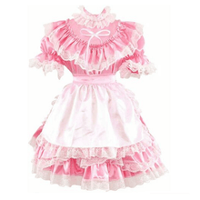Load image into Gallery viewer, Sissy Pink Satin Lace maid Dress Dress
