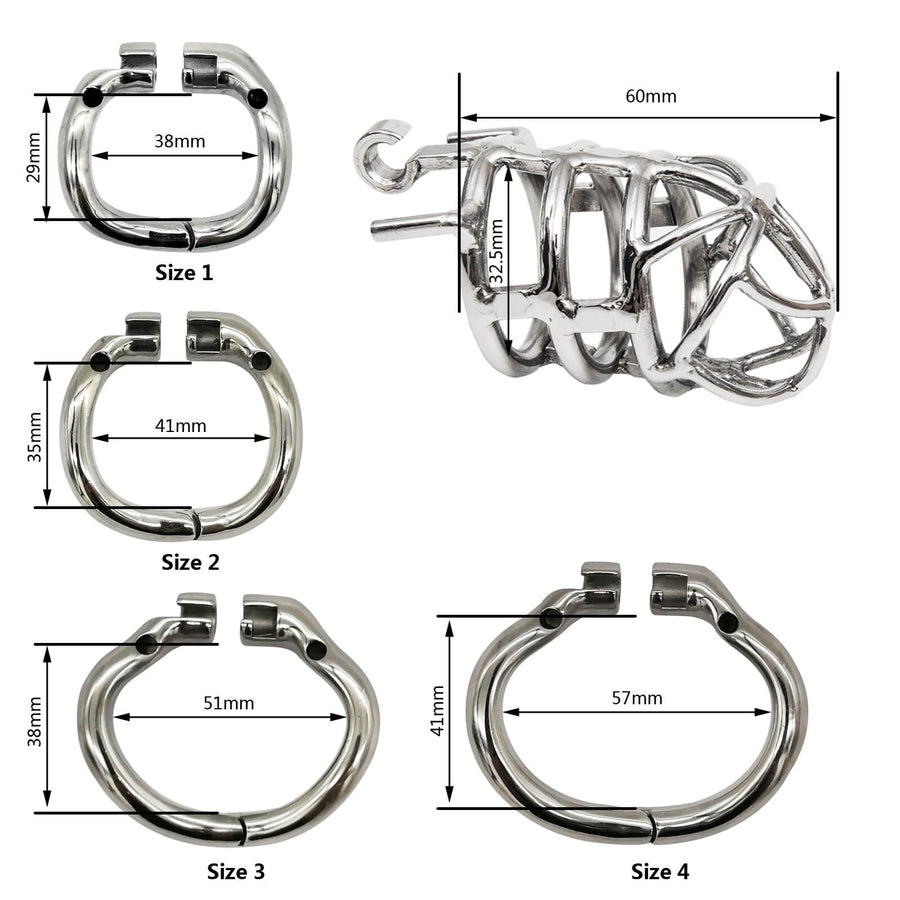 Stainless Steel Stealth Chastity Cage With Hinged Rings, gallery view 5
