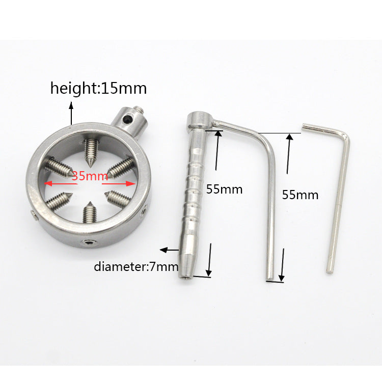 CC67 Stainless Steel Screw Locking Penis Rings and Plug, gallery view 3
