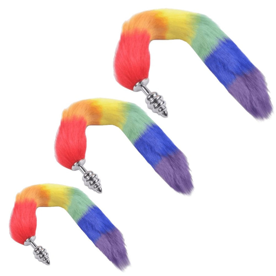 Rainbow-Colored Metallic Tail Butt Plug BDSM, gallery view 3