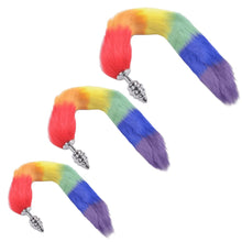 Load image into Gallery viewer, Rainbow-Colored Metallic Tail Butt Plug BDSM
