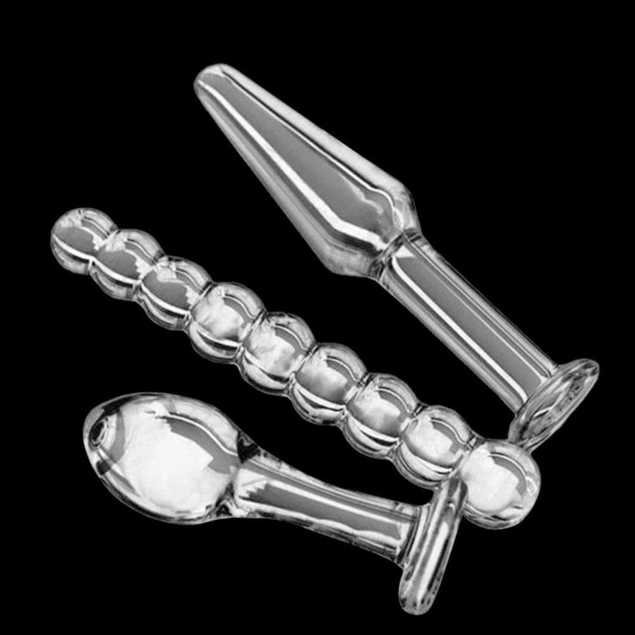 Transparent 3 Piece Pyrex Glass Plug Set product view