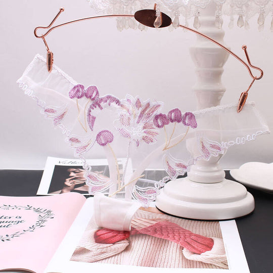 Transparent Mesh Embroidered Sexy Thong product view