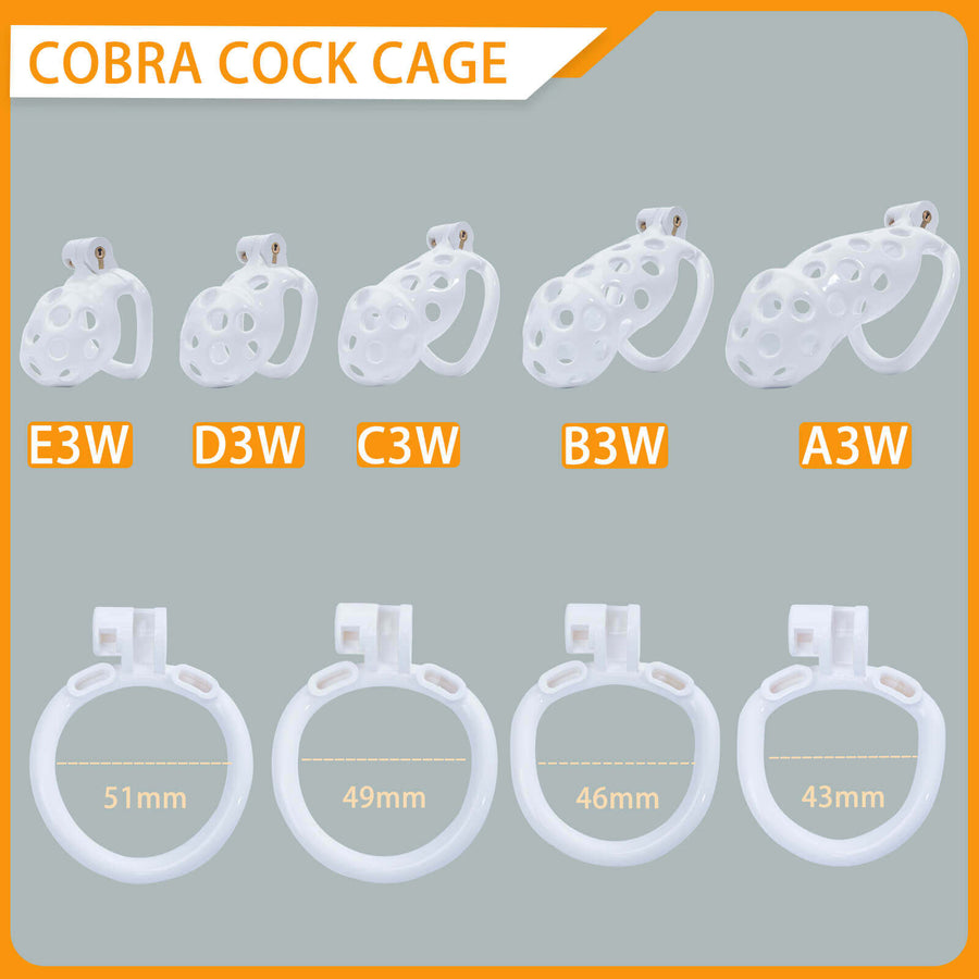 While Hole Cobra Chastity Cage Kit 1.77 To 4.13 Inches Long, gallery view 2