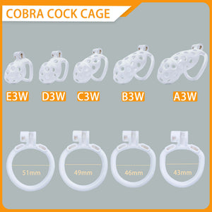 While Hole Cobra Chastity Cage Kit 1.77 To 4.13 Inches Long