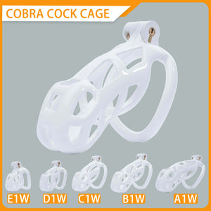 White Cobra Chastity Cage Kit 1.77 To 4.13 Inches Long