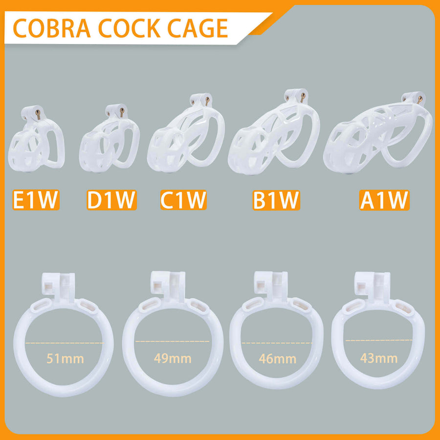 White Cobra Chastity Cage Kit 1.77 To 4.13 Inches Long, gallery view 2