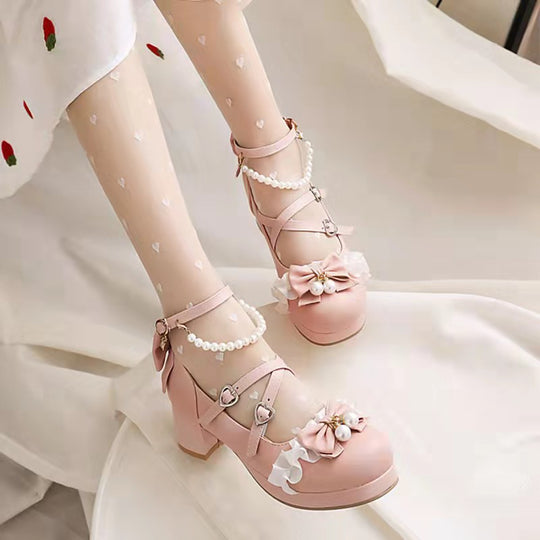 Zoey Sissy Shoes with Pearl Buckle Strap product view